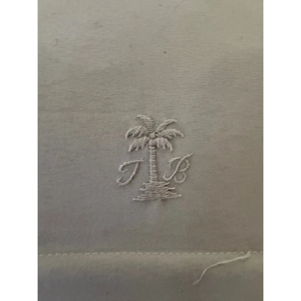 Tommy Bahama Embroidered Tropical Palm Tree Sailboat Throw Pillow Tan 18x18